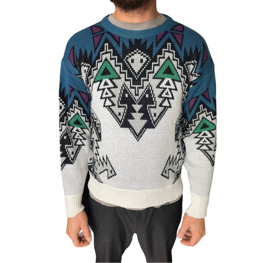 Vintage knit sweater Winter cabin vibe Ugly sweater Christmas motif size medium